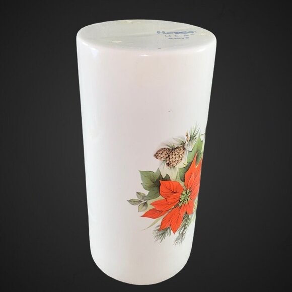 Vintage Haeger USA Christmas Poinsettia Flower 6”T 4”W Cylinder Vase - Picture 5 of 8